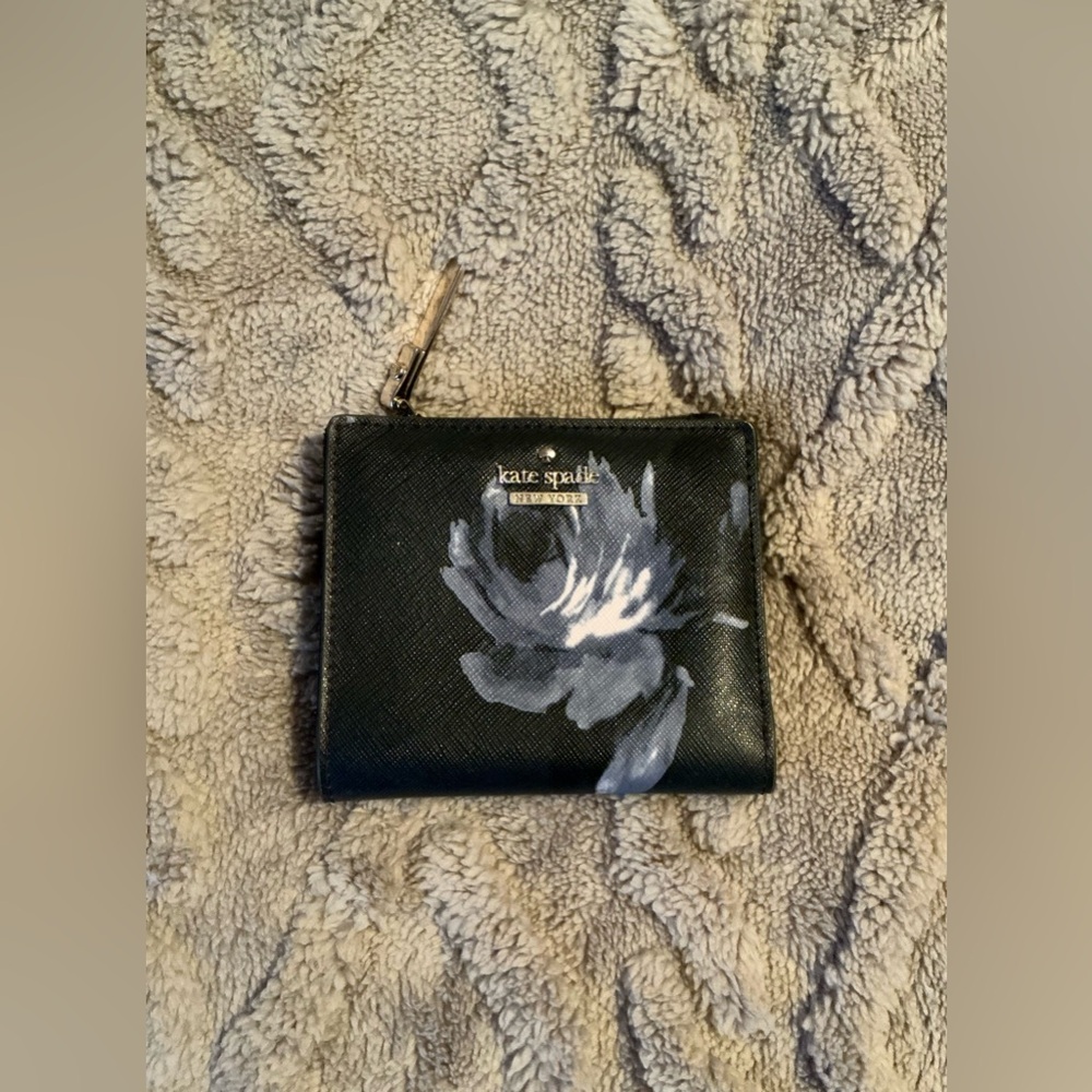 Kate Spade Black and Gray Floral Wallet